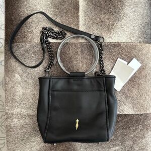 Thacker leather shearling gunmetal purse NWT